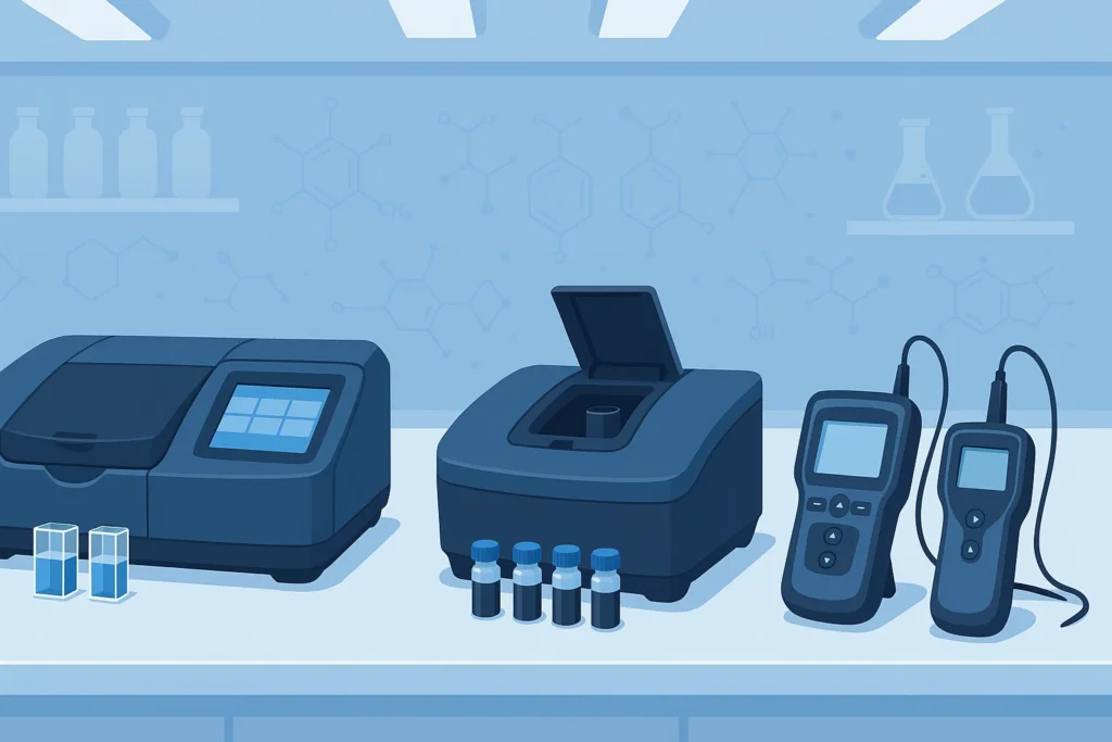 Phòng thí nghiệm phân tích nước sử dụng thiết bị HACH DR6000, DR3900 và HQ Series để đo các chỉ tiêu hóa học với độ chính xác cao.