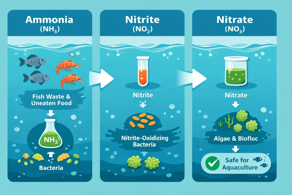 Theo dõi amoniac nitrit nitrat trong hệ Biofloc để ổn định nước