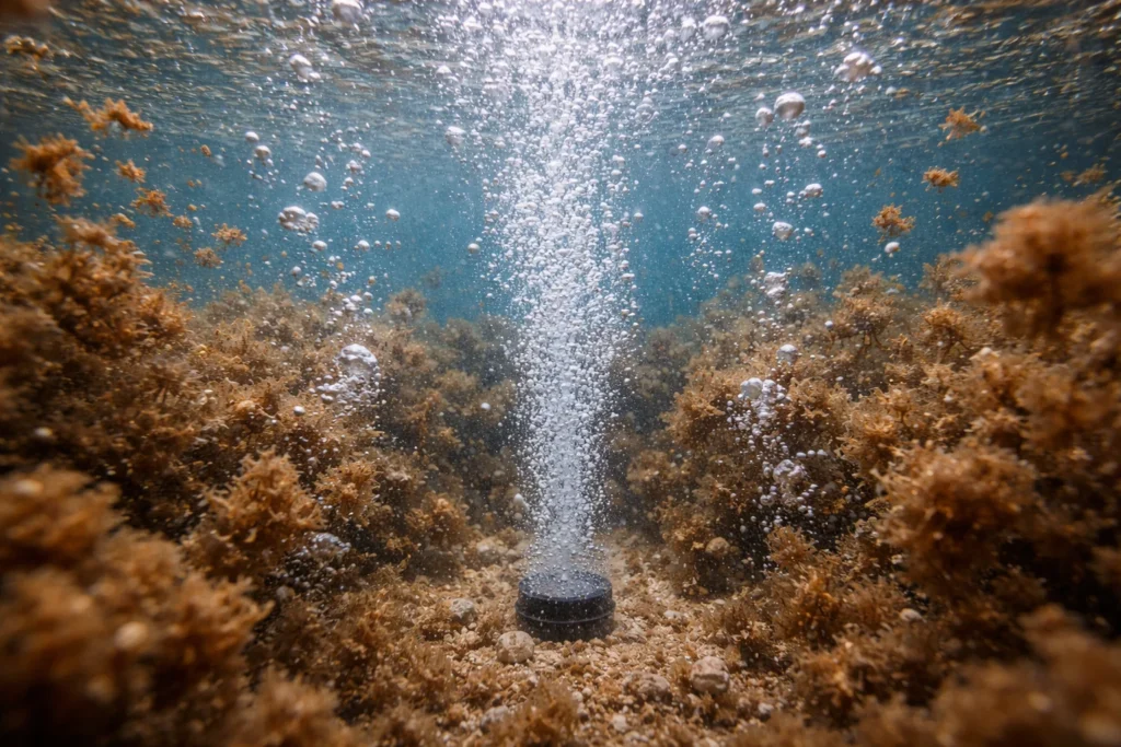 Sục khí tạo bọt khí và ảnh hưởng cấu trúc biofloc trong nước nuôi tôm