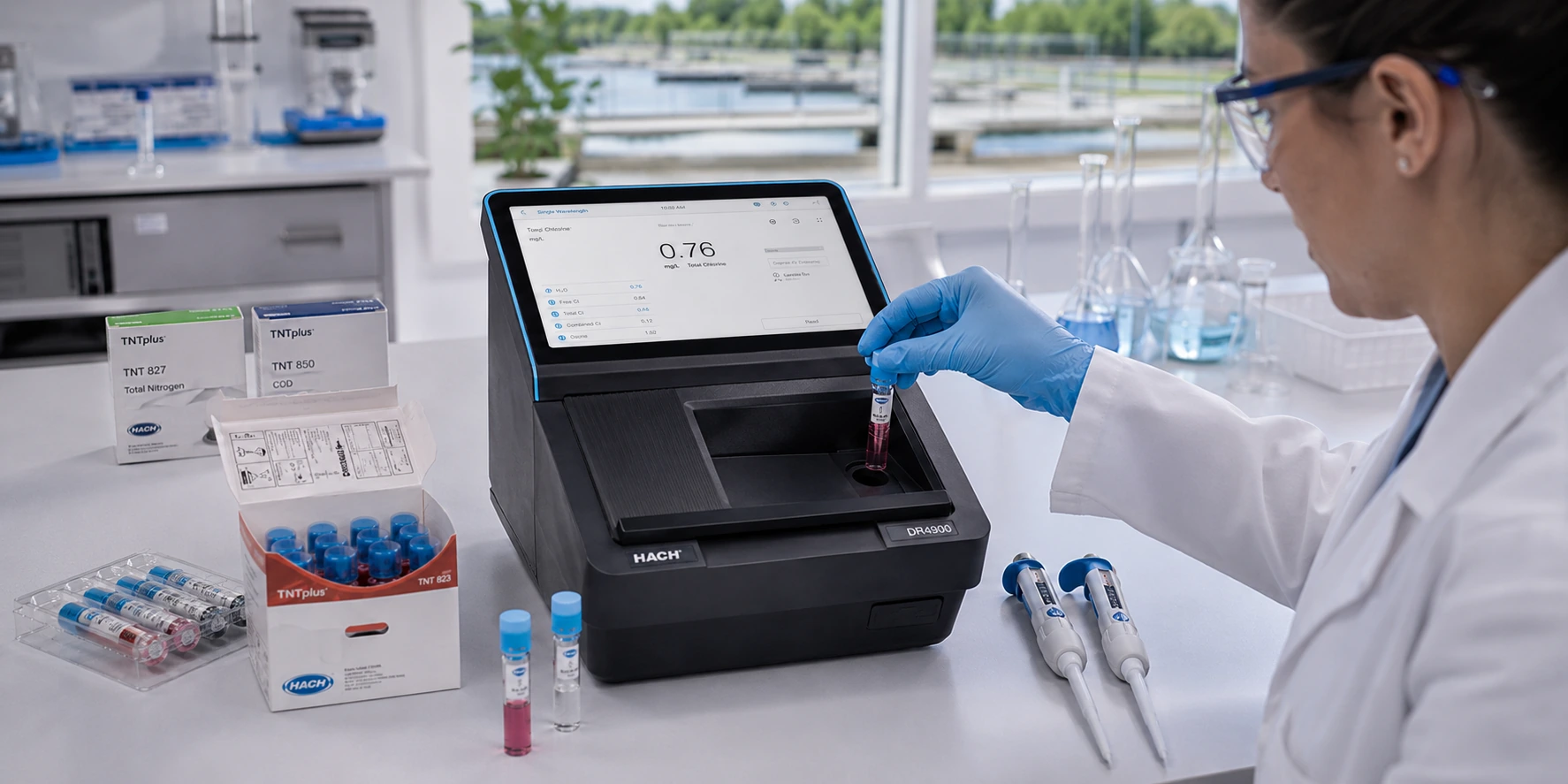 HACH DR4900 trong phòng lab phân tích nước cấp và QA QC